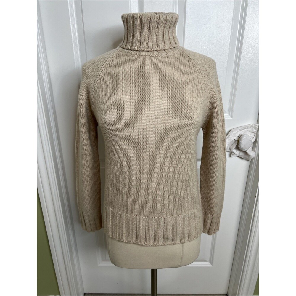 Merino Wool Turtleneck Fisherman Boxy Sweater M Minimalist Preppy Sutton Studio